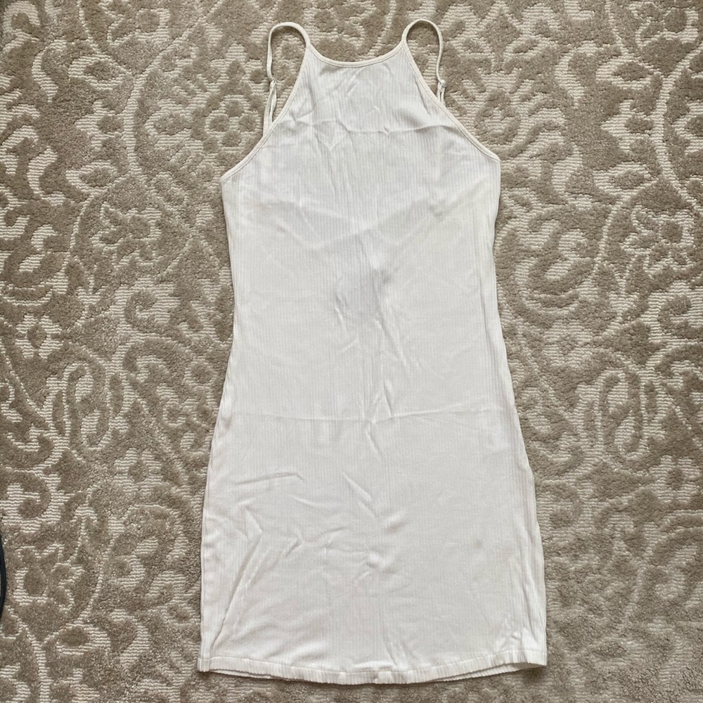 White High-Neck Racer Back Dress